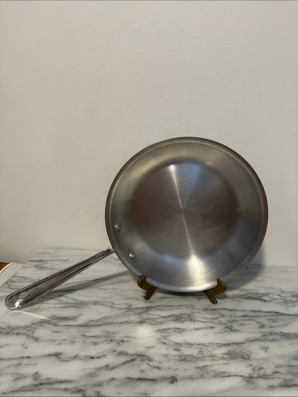 All Clad brushed Stainless Steel Frying Pan 10.5” long handle